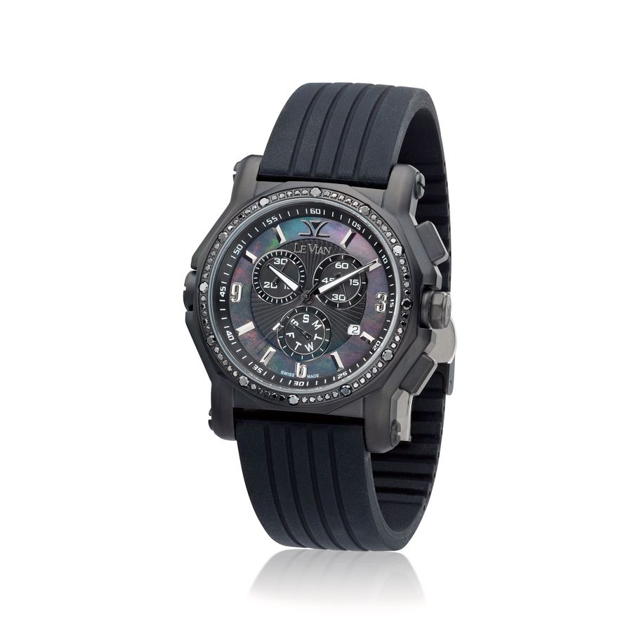 Le Vian® Sport Black 45mm Round Wristwatch featuring 0.92cts  display picture 1