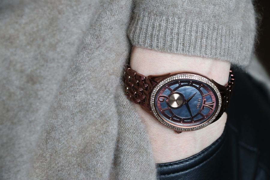 Le Vian® Katana Brown 37mm Oval Wristwatch with 1.15cts of