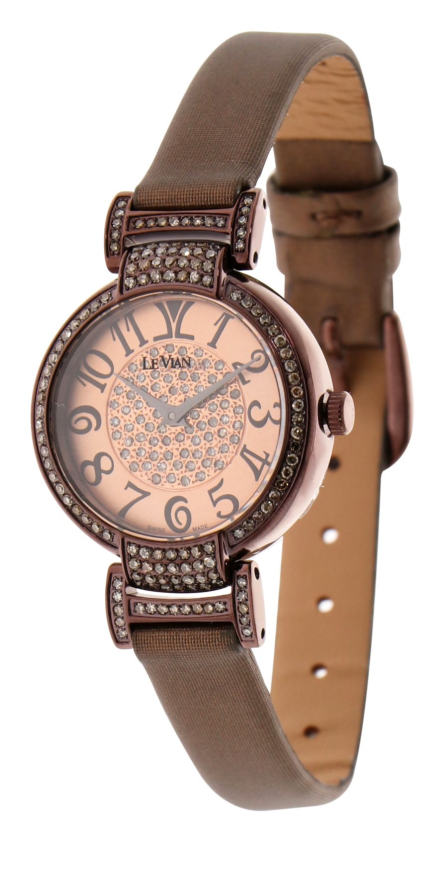 Le Vian Deco Estate Brown Round 28mm Wristwatch with 1.26cts of Choco LeVianlifestyle