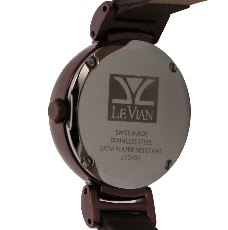 Le Vian Deco Estate Brown Round 28mm Wristwatch with 1.26cts of Chocolate Diamonds in Chocolate Stainless Steel with a Satin Leather Strap