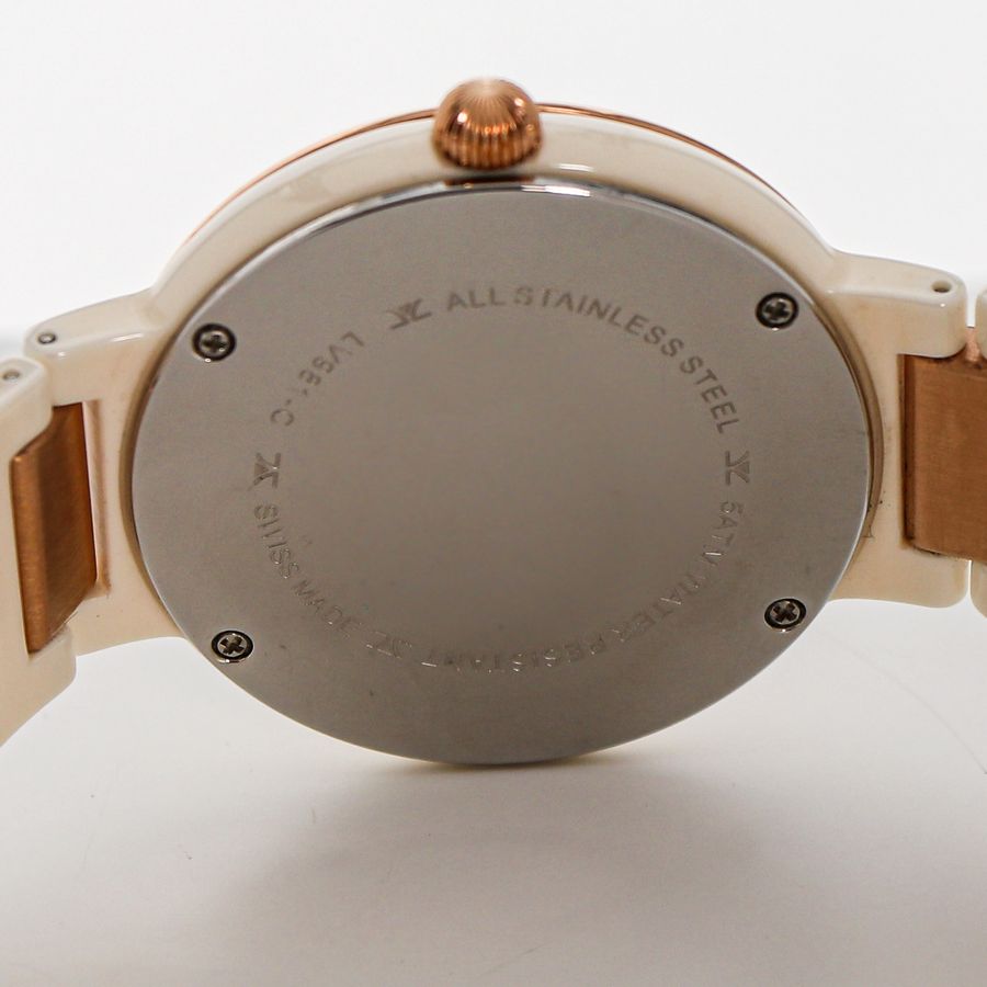LE VIAN CHOCOLATE DIAMONDS VANILLA CERAMIC ROSE GOLD SWISS WATCH ZRPA23 Le Vian® Vanilla Ceramic® with Strawberry Steel 40mm Round  main image 2