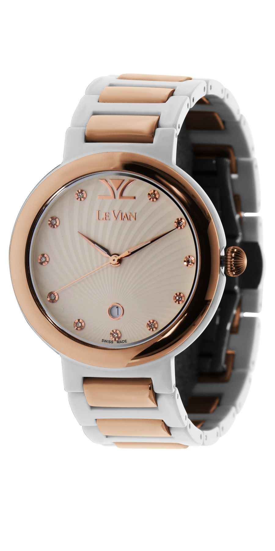 Le Vian® Vanilla Ceramic® with Strawberry Steel 40mm Round  display picture 2