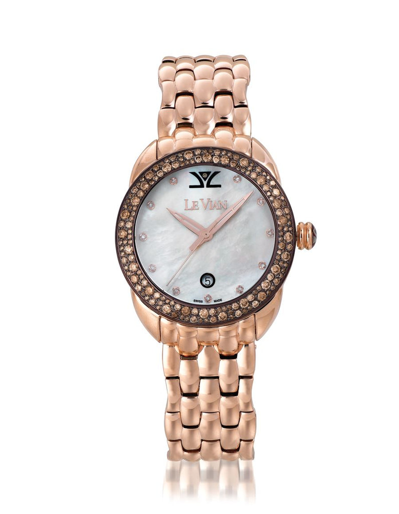 Le Vian Swiss watch, from 1993 LeVian LV931 Diamonds Black Ceramic Rose Gold Chronograph  main image 2