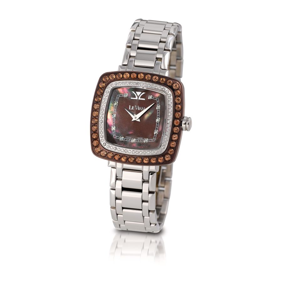 Le Vian® Jewelry Inspired Silver Square 36mm Wristwatch  display picture 3